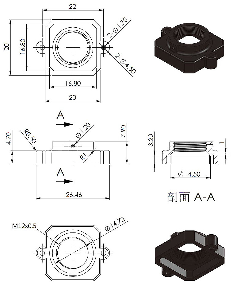 PC Fiber M12 Lens Holder